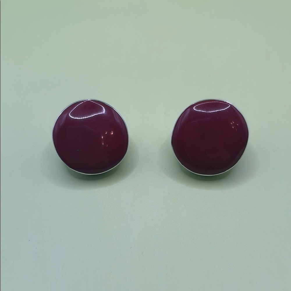 Artsy Sterling Silver Red Jasper Disc Earrings
